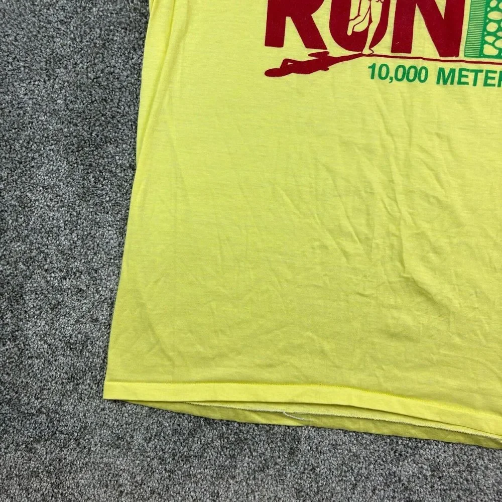 Vintage 70s Tunnel Park Run Race Shirt Mens XL Yellow Hanes 50/50 Squirt Sponsor - Picture 3 of 7